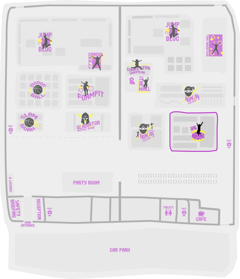 Stuntman airbag area highlighted